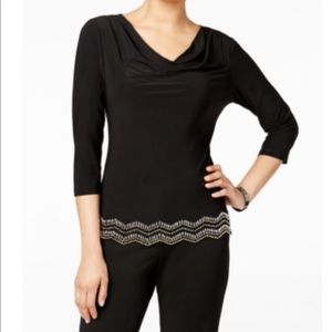 ✅MSK Cowl Neck Beaded 3/4 Sleeve Top NWT